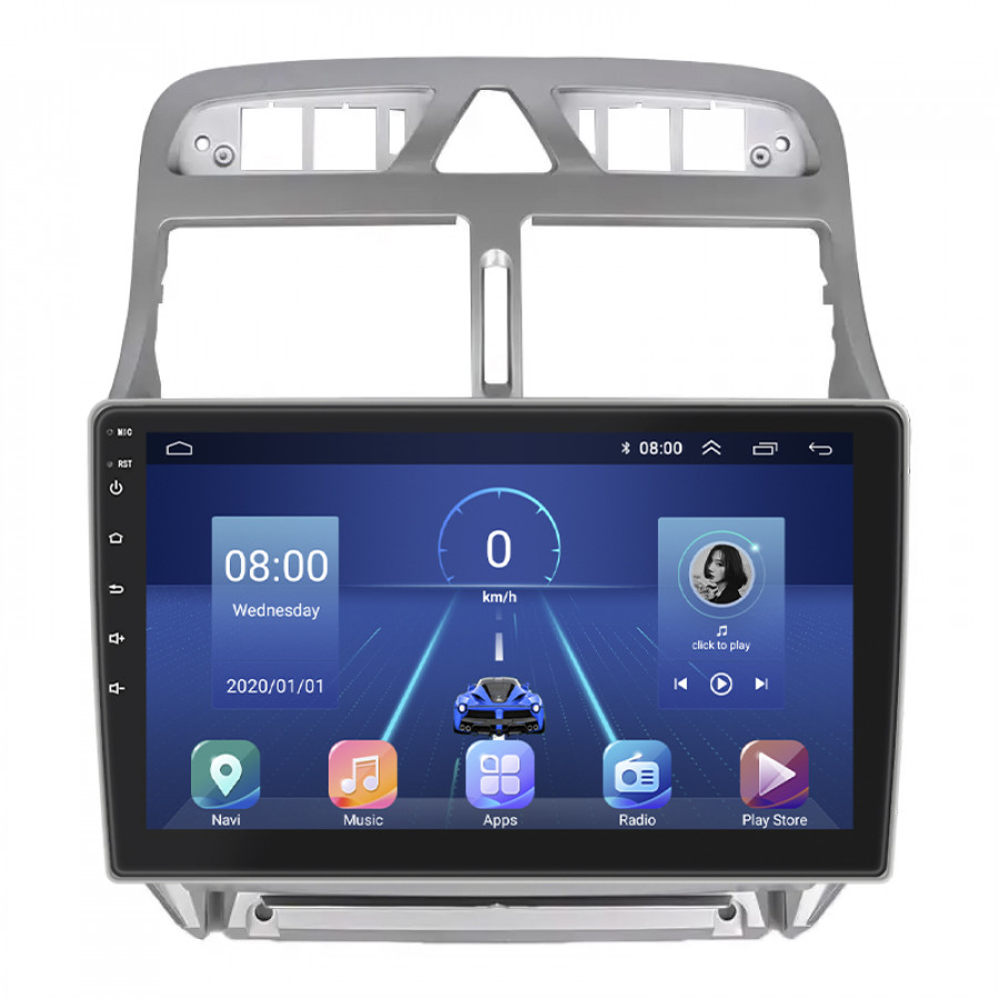 Штатная магнитола Lesko для Peugeot 307 I 2001-2005 экран 9" 4/64Gb 4G Wi-Fi GPS Top
