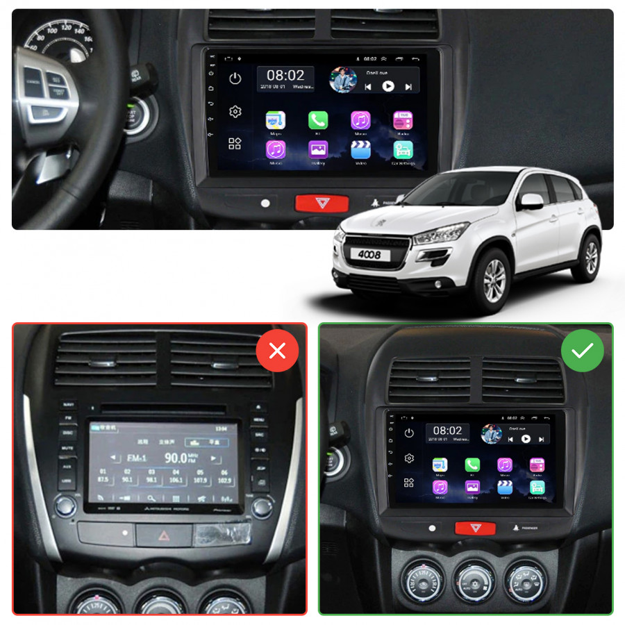 Штатная магнитола Lesko для Peugeot 4008  2012-2017 экран 10" 1/16Gb Wi-Fi GPS Base