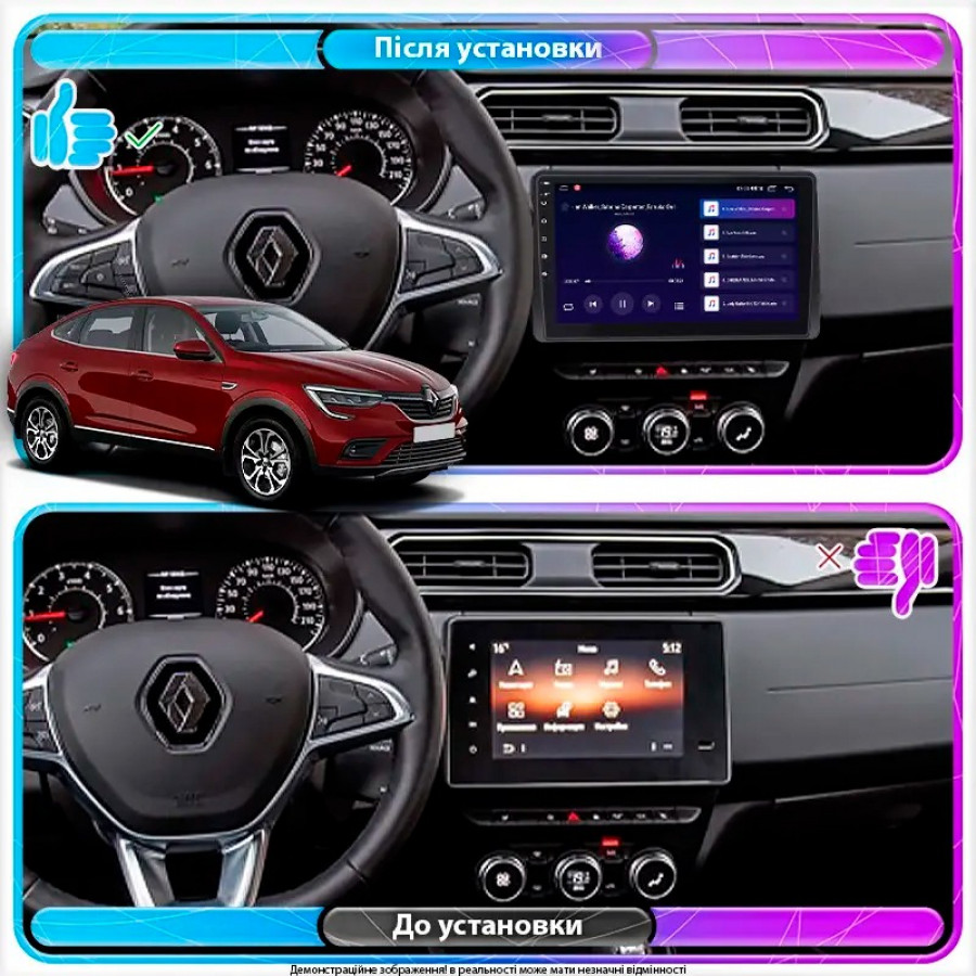 Штатная магнитола Lesko для Renault Arkana I 2019-н.в. экран 10" 6/128Gb 4G Wi-Fi GPS Top