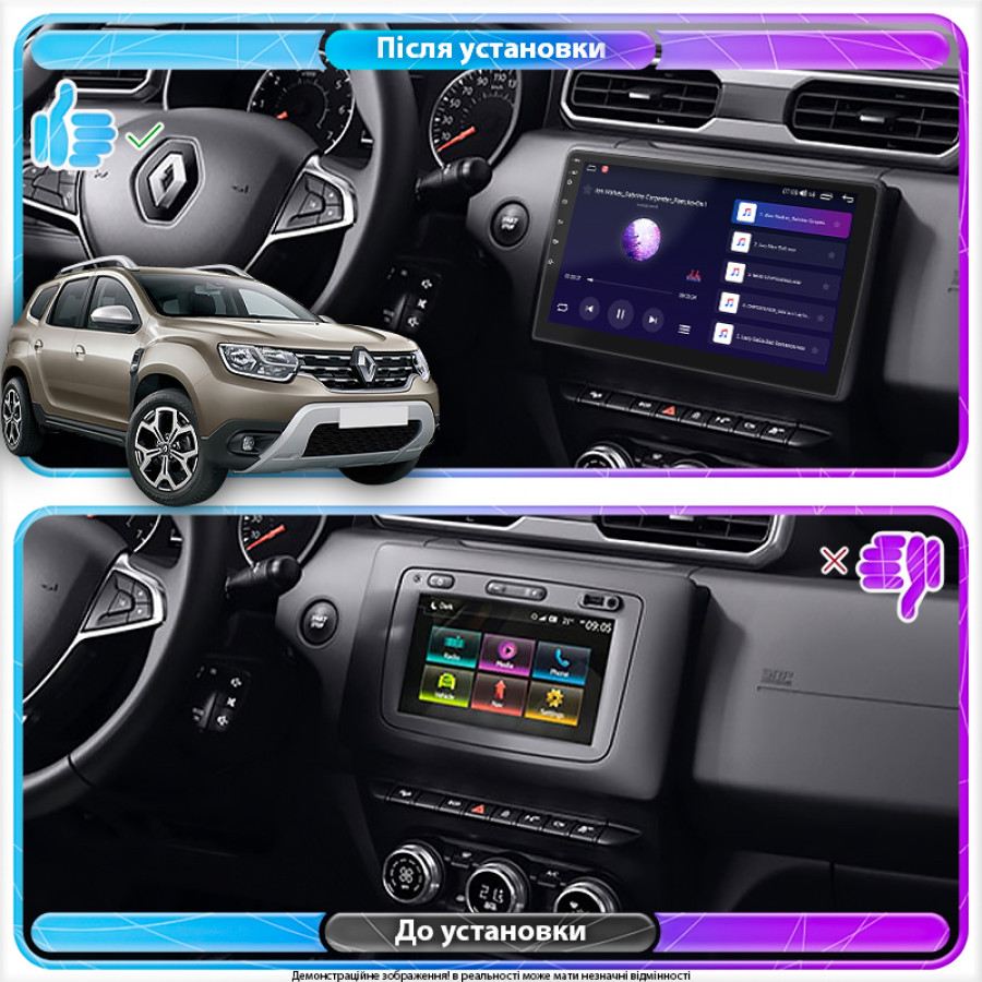 Штатная магнитола Lesko для Renault Duster II 2020-н.в экран 10" 2/32Gb 4G Wi-Fi GPS Top