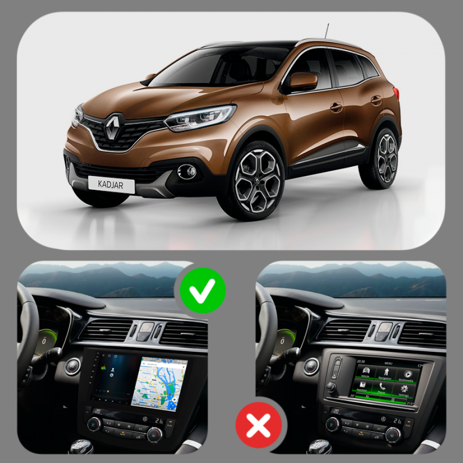 Штатная магнитола Lesko для Renault Kadjar I 2015-2018 экран 9" 4/64Gb 4G Wi-Fi GPS Top