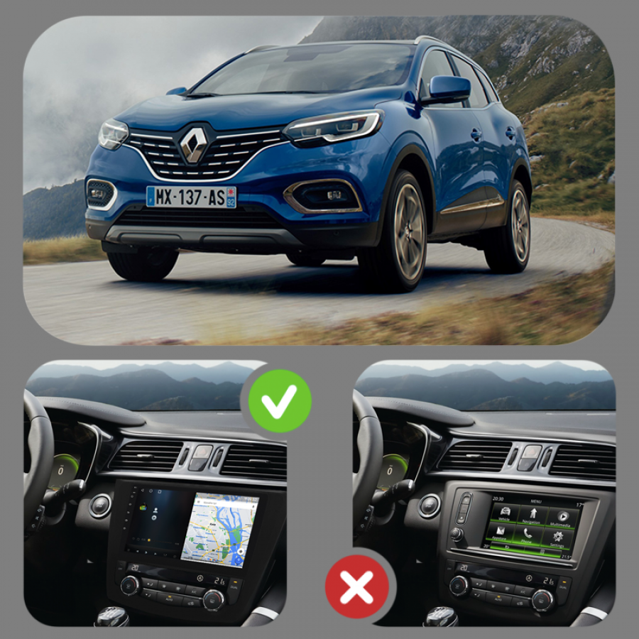 Штатная магнитола Lesko для Renault Kadjar I Рестайлинг 2018-н.в экран 9" 4/64Gb 4G Wi-Fi GPS Top