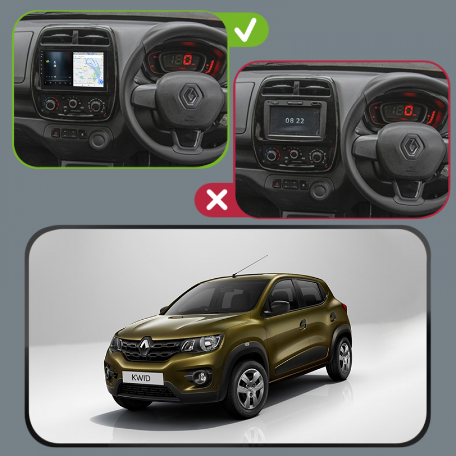 Штатная магнитола Lesko для Renault KWID  2015-н.в экран 9" 4/64Gb 4G Wi-Fi GPS Top