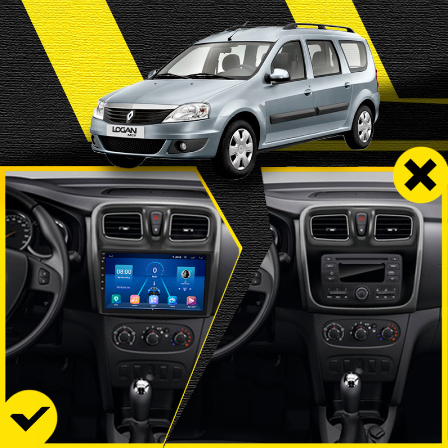 Штатная магнитола Lesko для Renault Logan II 2012-2018 экран 10" 2/32Gb Wi-Fi GPS Base