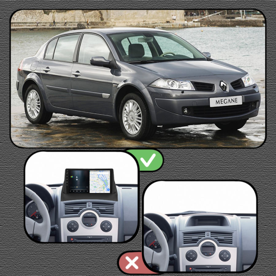 Штатная магнитола Lesko для Renault Megane II Рестайлинг 2006-2009 экран 9" 2/32Gb Wi-Fi GPS Base