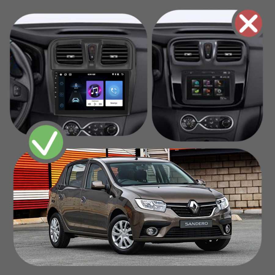 Штатная магнитола Lesko для Renault Sandero II Рестайлинг 2018-н.в. экран 10" 4/64Gb 4G+CarPlay Android