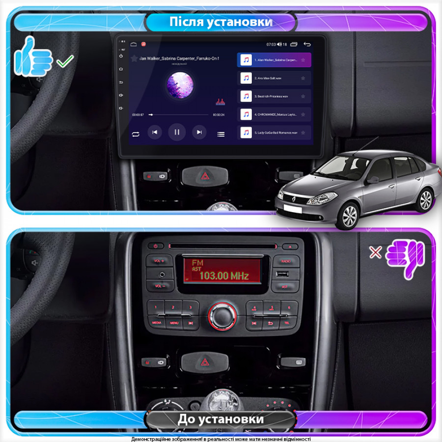 Штатная магнитола Lesko для Renault Symbol ll 2008-2012 экран 9" 4/64Gb 4G Wi-Fi GPS Top