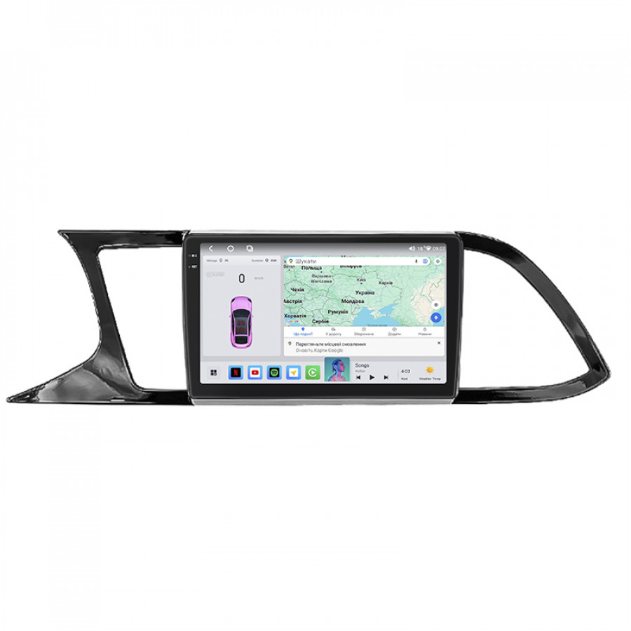 Штатная магнитола Lesko для SEAT Leon III Рестайлинг 2016-2020 экран 9" 4/64 QLED CarPlay 4G Wi-Fi GPS 360 Prime