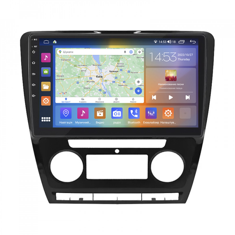 Штатная магнитола Lesko для Skoda Octavia II (A5) 2004-2009 экран 10" 4/64Gb CarPlay 4G Wi-Fi GPS Prime