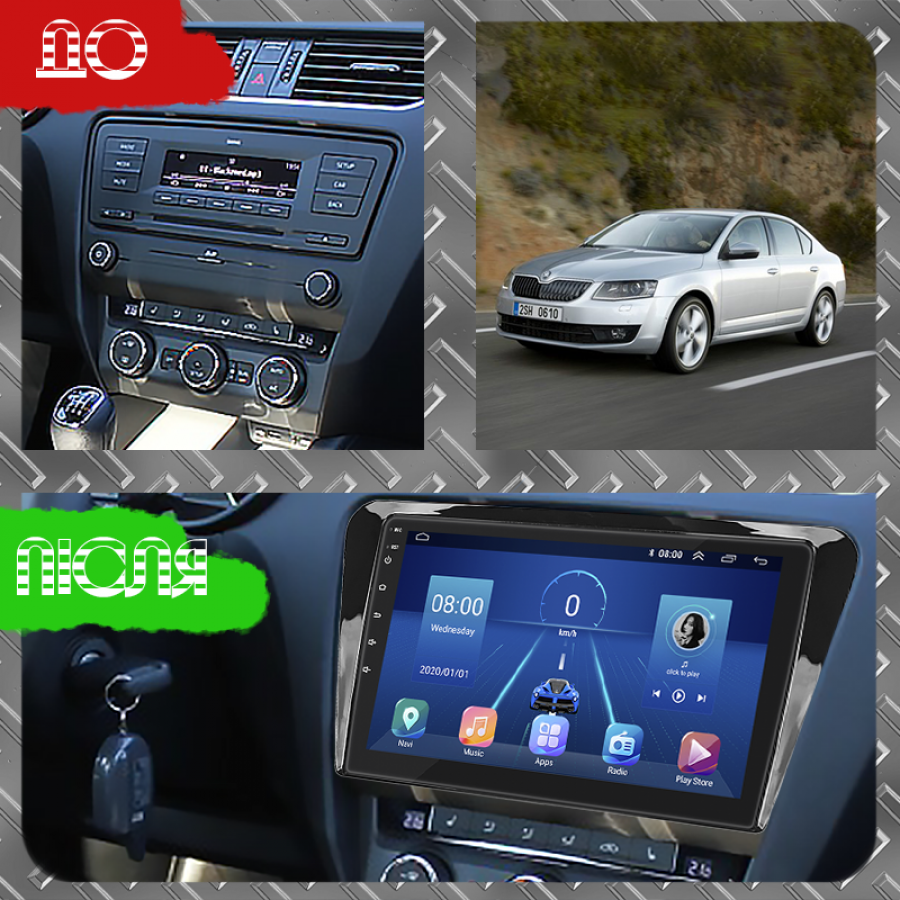 Штатная магнитола Lesko для Skoda Octavia III (A7) 2013-2017 экран 10" 6/128Gb 4G Wi-Fi GPS Top