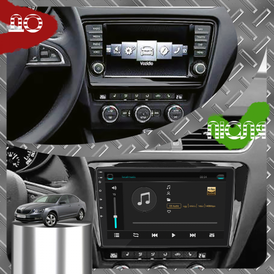Штатная магнитола Lesko для Skoda Octavia III (A7) Рестайлинг 2017-2020 экран 10" 2/32Gb Wi-Fi GPS Base