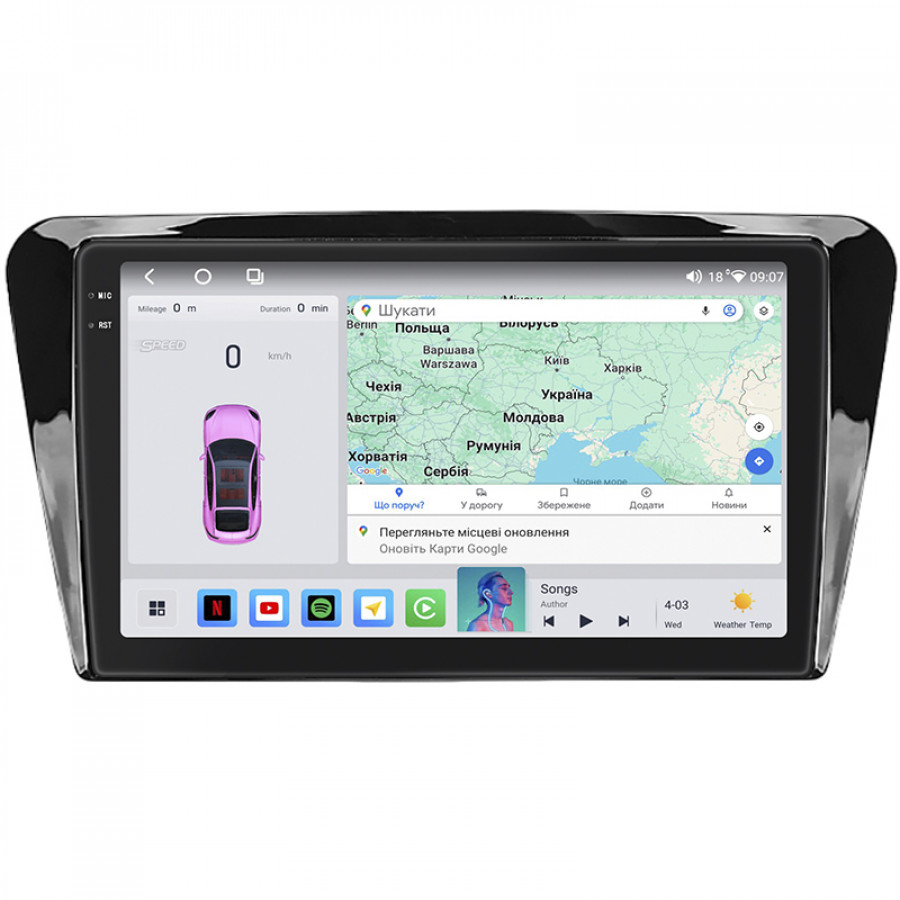 Штатная магнитола Lesko для Skoda Octavia III (A7) Рестайлинг 2017-2020 экран 10" 4/64 QLED CarPlay 4G Wi-Fi GPS 360 Prime