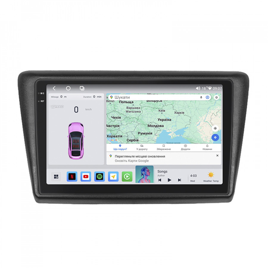 Штатная магнитола Lesko для Skoda Rapid II 2020-н.в. экран 9" 4/64 QLED CarPlay 4G Wi-Fi GPS 360 Prime