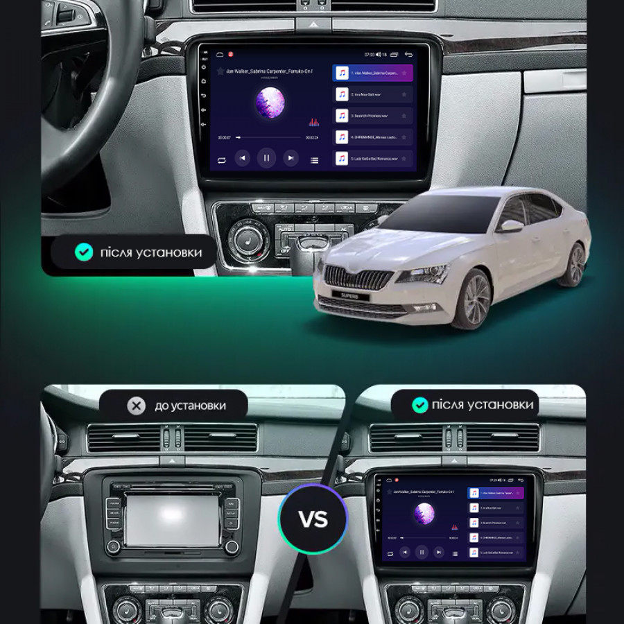 Штатная магнитола Lesko для Skoda Superb II 2008-2013 экран 10" 4/64Gb CarPlay 4G Wi-Fi GPS Prime