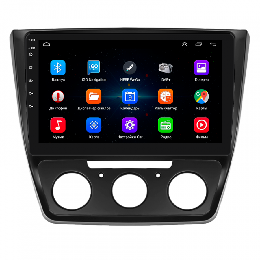Штатная магнитола Lesko для Skoda Yeti I Рестайлинг 2013-2018 экран 10" 1/16Gb Wi-Fi GPS Base