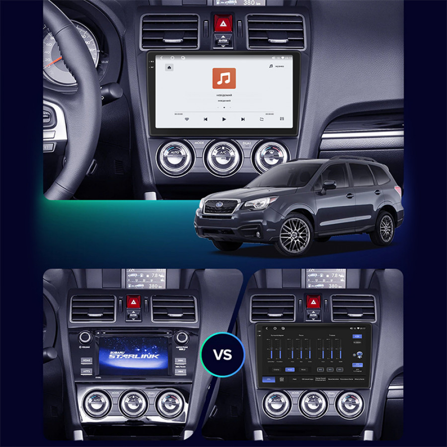 Штатная магнитола Lesko для Subaru Forester IV Рестайлинг 2 2016-2018 экран 9" 4/64 QLED CarPlay 4G Wi-Fi GPS 360 Prime