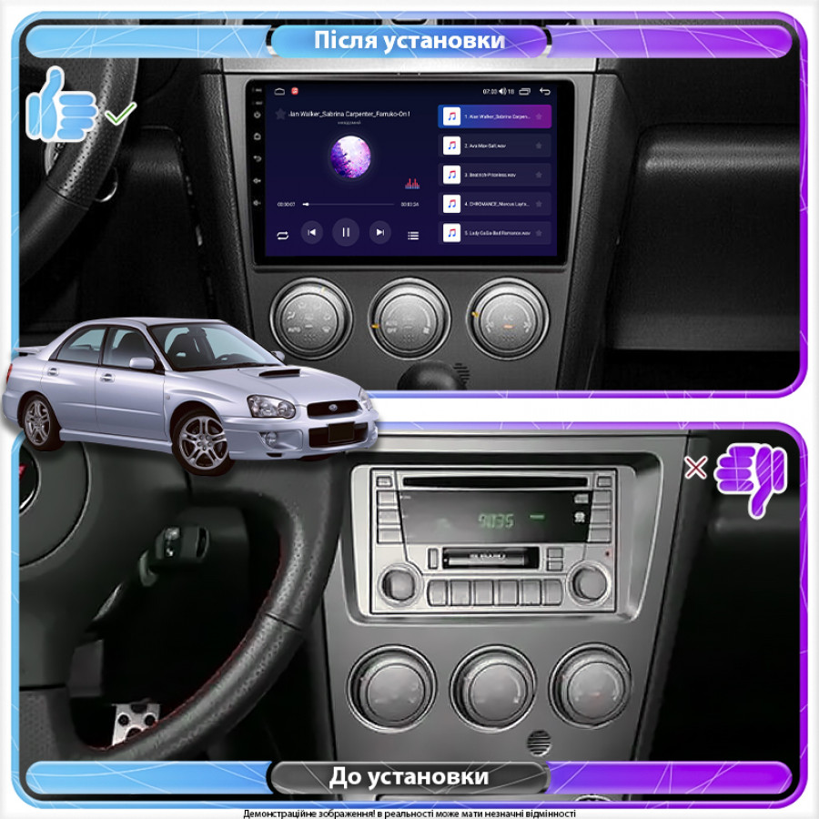 Штатная магнитола 9" Lesko для Subaru Impreza II Рестайлинг 1 2002-2005 2/32Gb 4G Wi-Fi GPS Top Субару Импреза
