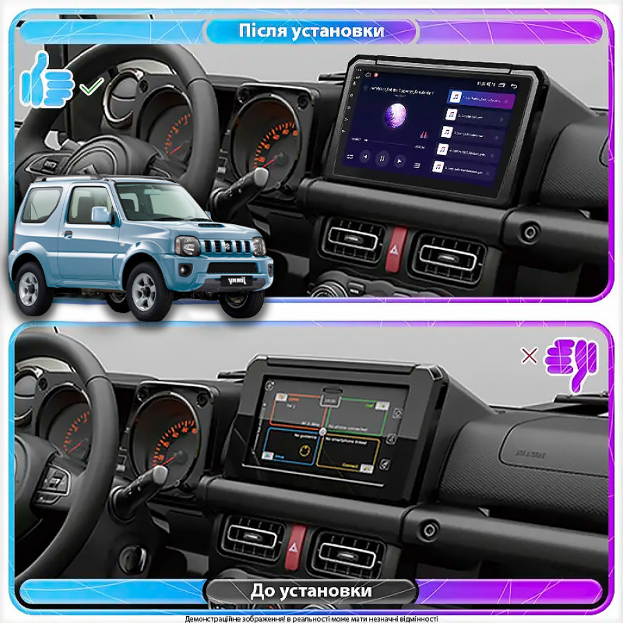 Штатная магнитола Lesko для Suzuki Jimny III Рестайлинг 2 2012-2019 экран 9" 4/64Gb CarPlay 4G Wi-Fi GPS Prime