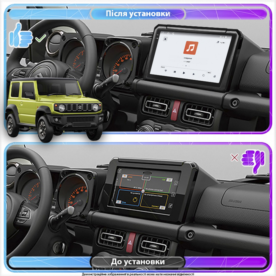 Штатная магнитола Lesko для Suzuki Jimny IV 2018-н.в. экран 9" 4/64 QLED CarPlay 4G Wi-Fi GPS 360 Prime