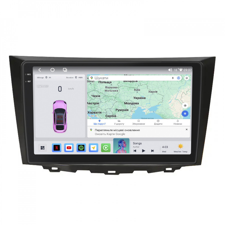 Штатная магнитола Lesko для Suzuki Kizashi  2009-2014 экран 9" 4/64 QLED CarPlay 4G Wi-Fi GPS 360 Prime