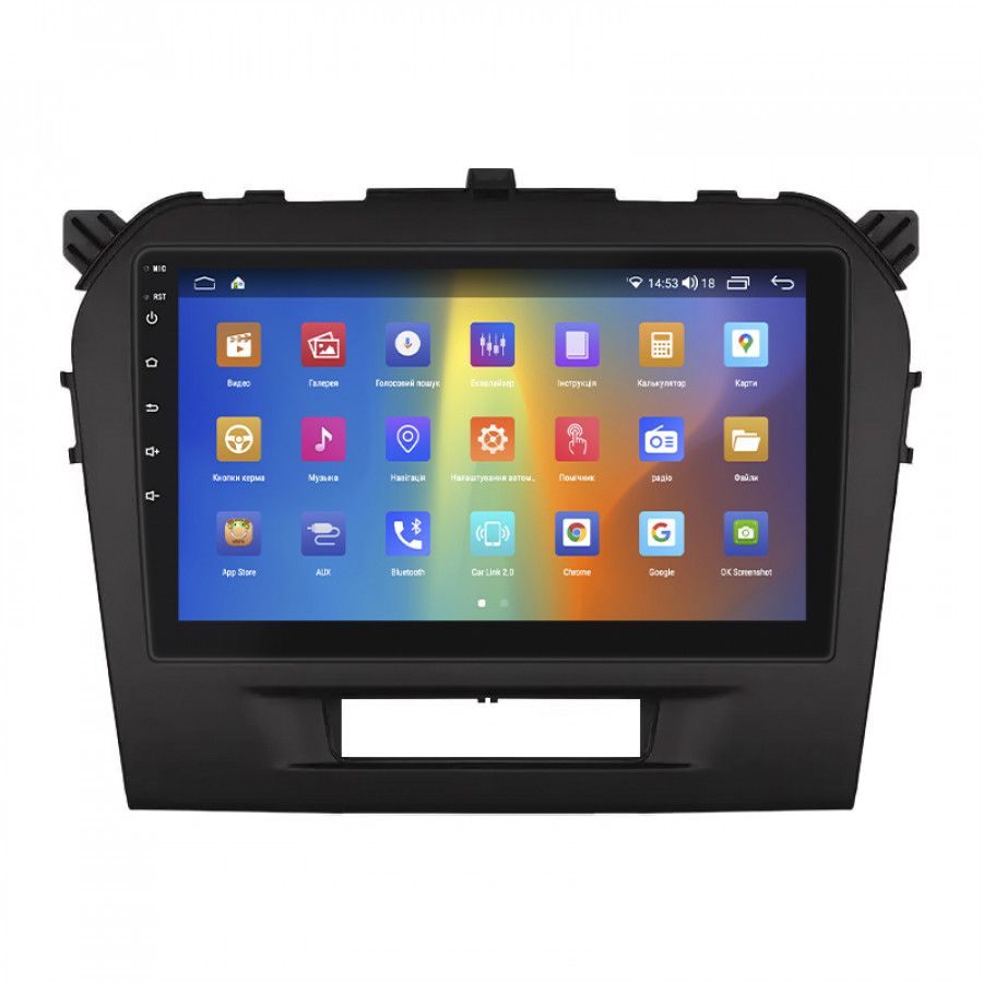 Штатная магнитола Lesko для Suzuki Vitara II Рестайлинг 2018-н.в. экран 9" 4/64Gb CarPlay 4G Wi-Fi GPS Prime