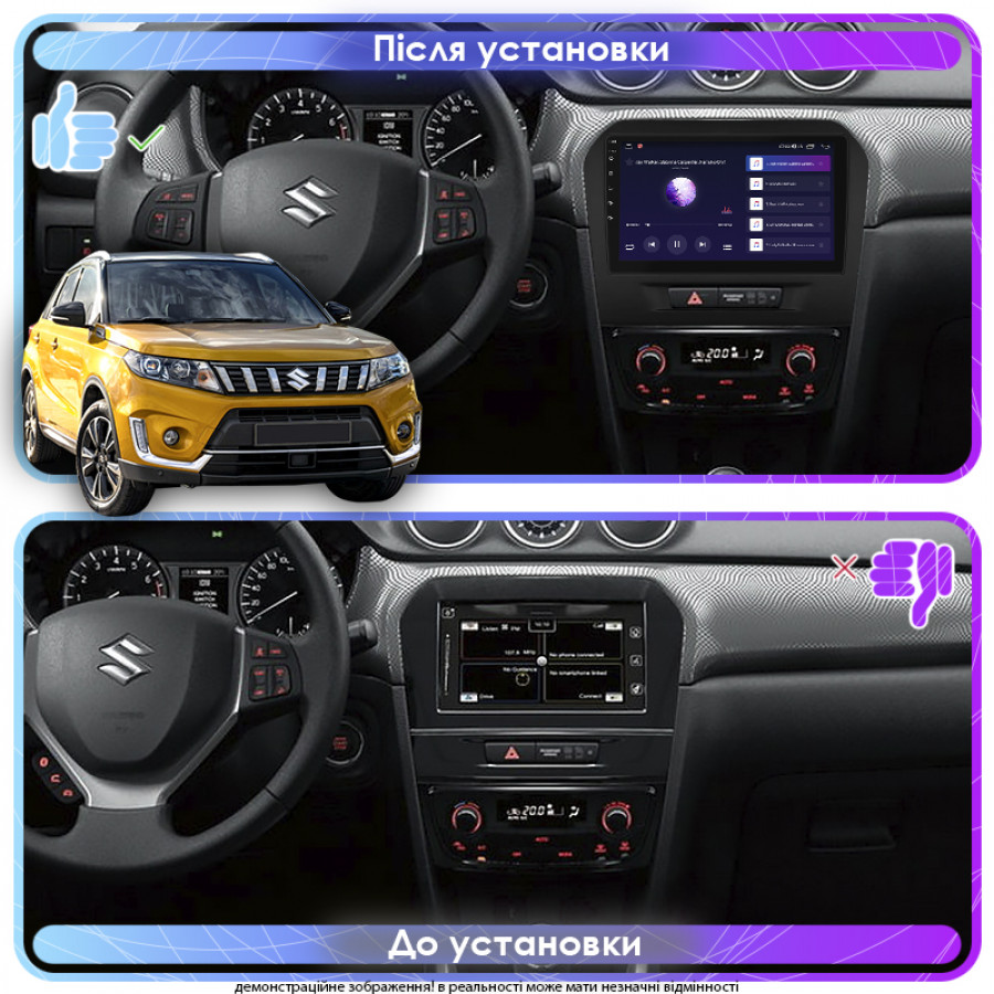 Штатная магнитола Lesko для Suzuki Vitara II Рестайлинг 2018-н.в. экран 9" 2/32Gb 4G Wi-Fi GPS Top