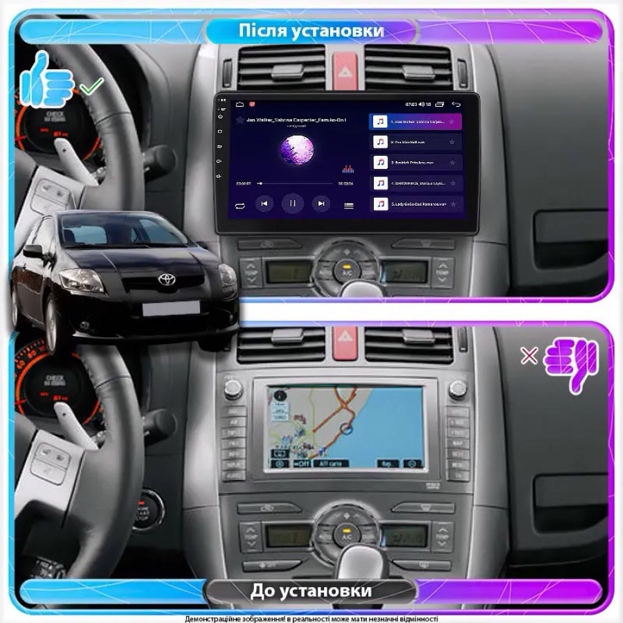 Штатная магнитола Lesko для Toyota Auris I 2006-2010 экран 10" 2/32Gb Wi-Fi GPS Base