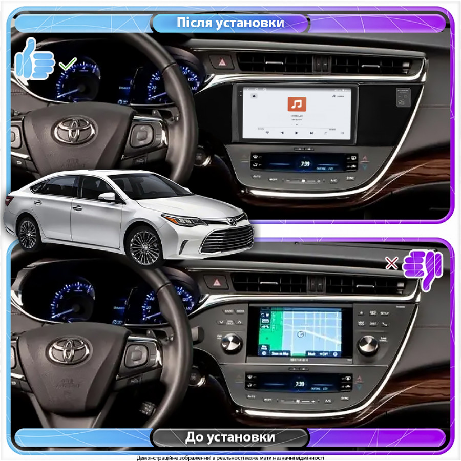 Штатная магнитола Lesko для Toyota Avalon IV Рестайлинг 2015-2018 экран 9" 4/64 QLED CarPlay 4G Wi-Fi GPS 360 Prime