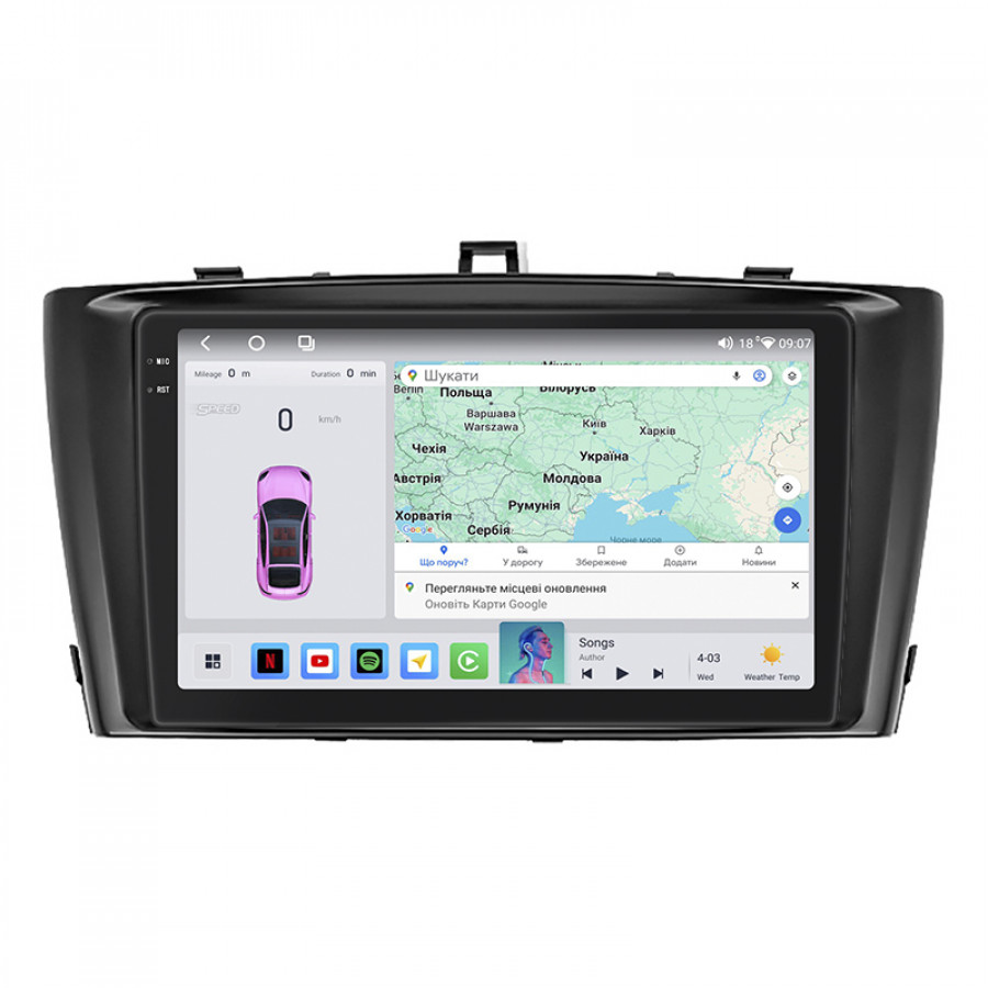 Штатная магнитола Lesko для Toyota Avensis III 2008-2011 экран 9" 4/64 QLED CarPlay 4G Wi-Fi GPS 360 Prime