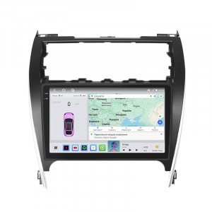 Штатная магнитола Lesko для Toyota Camry (USA) VII (XV50) 2011-2015 экран 10" 4/64 QLED CarPlay 4G Wi-Fi GPS 360 Prime