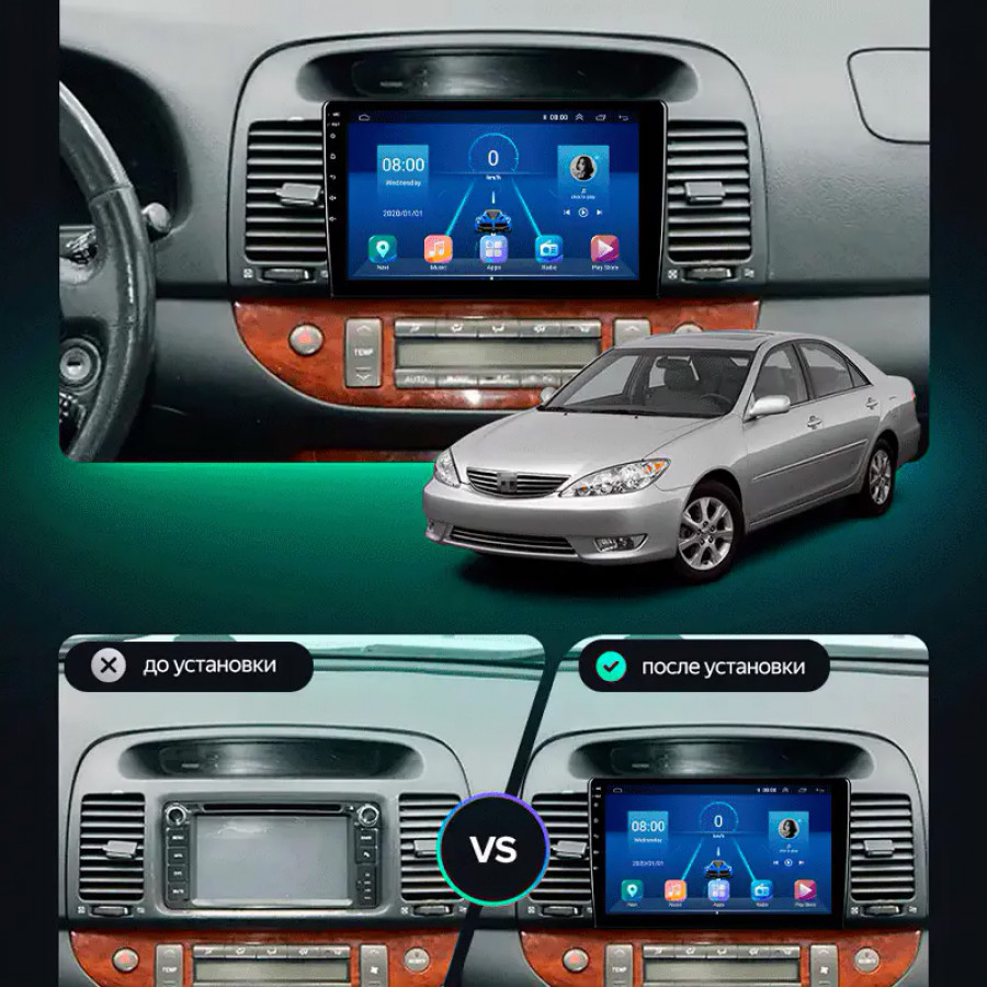 Штатная магнитола Lesko для Toyota Camry V (XV30) 2001-2004 экран 9" 2/32Gb CarPlay 4G Wi-Fi GPS Prime