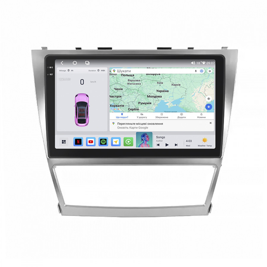 Штатная магнитола Lesko для Toyota Camry VI (XV40) Рестайлинг 2009-2011 экран 10" 4/64 QLED CarPlay 4G Wi-Fi GPS 360 Prime