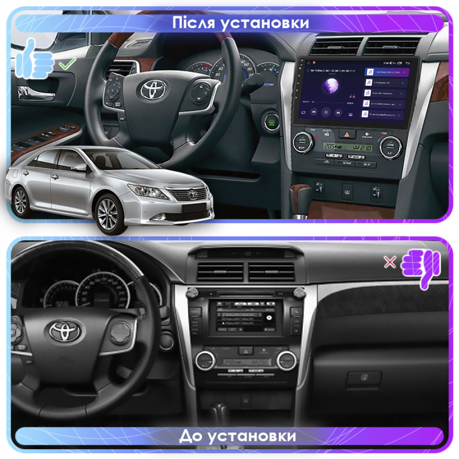 Штатная магнитола Lesko для Toyota Camry VII (XV50) 2011-2014 экран 10" 4/64Gb CarPlay 4G Wi-Fi GPS Prime