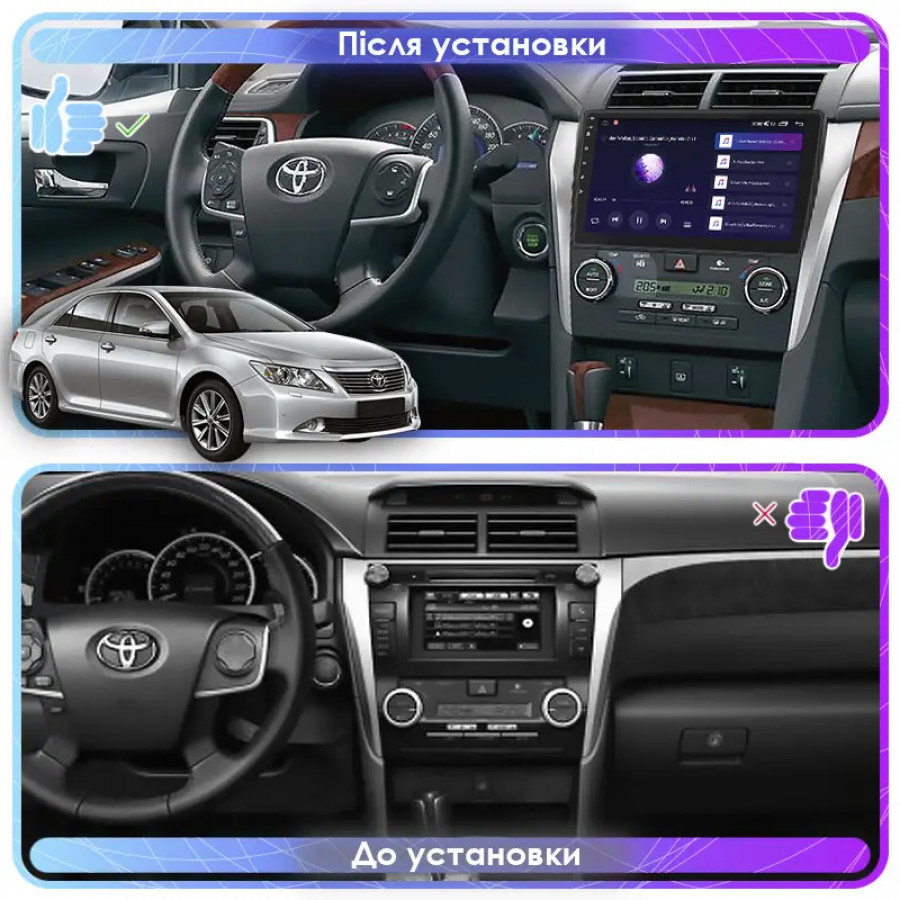 Штатная магнитола Lesko для Toyota Camry VII (XV50) 2011-2014 экран 10" 4/64Gb 4G Wi-Fi GPS Top