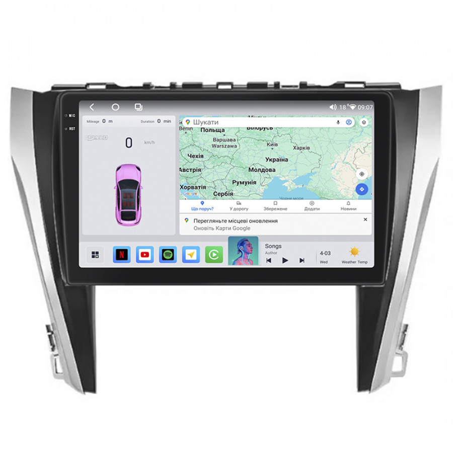 Штатная магнитола Lesko для Toyota Camry VII (XV50) Рестайлинг 2014-2017 экран 10" 4/64 QLED CarPlay 4G Wi-Fi GPS 360 Prime