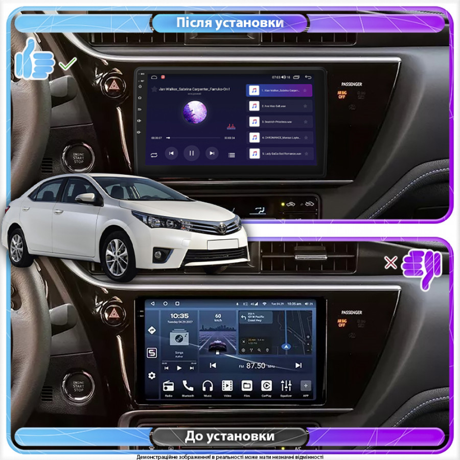 Штатная магнитола Lesko для Toyota Corolla XI (E160, E170) ver 2 2017-2019 экран 9" 2/32Gb 4G Wi-Fi GPS Top