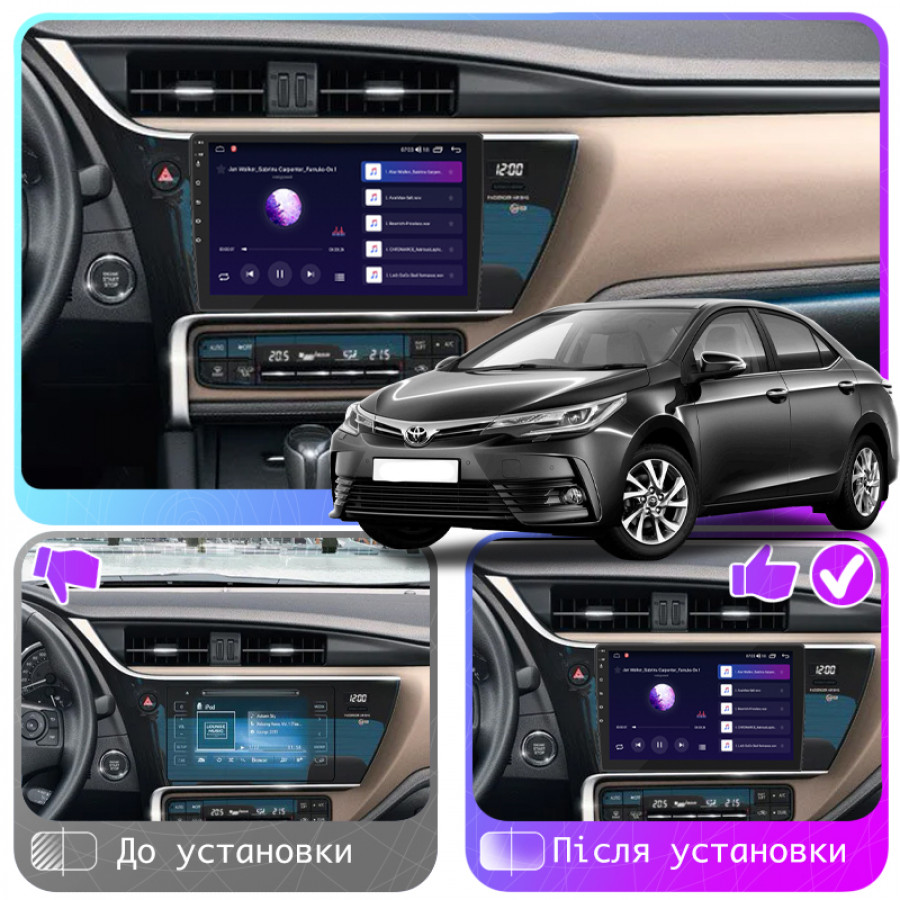 Штатная магнитола Lesko для Toyota Corolla XI (E160, E170) Рестайлинг 2015-н.в. экран 10" 4/64Gb CarPlay 4G Wi-Fi GPS Prime