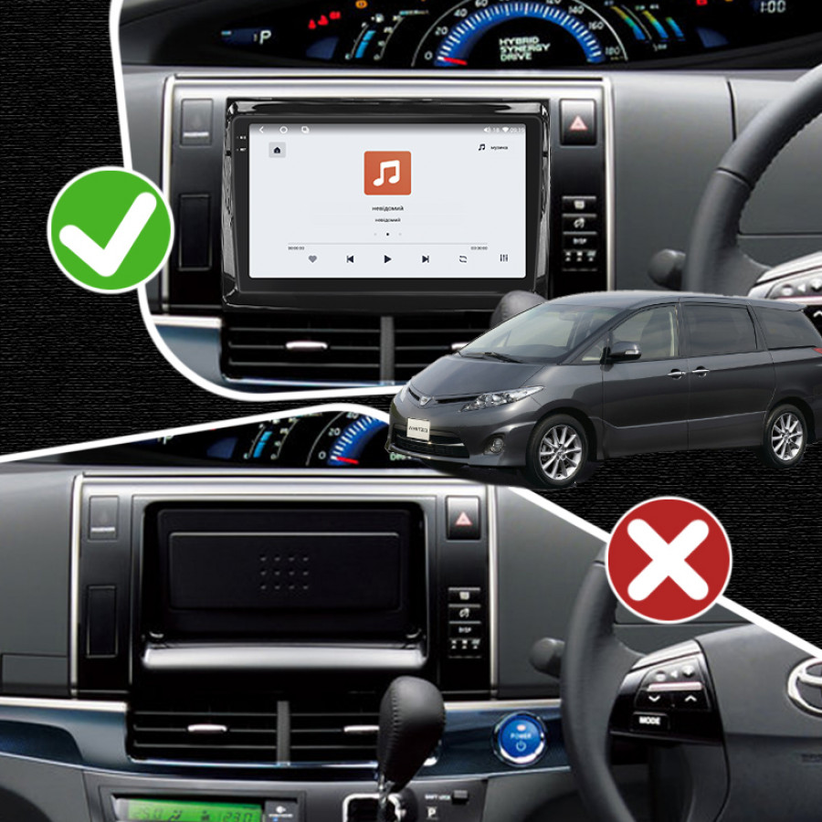Штатная магнитола Lesko для Toyota Estima III Рестайлинг 2 2012-2016 экран 9" 4/64 QLED CarPlay 4G Wi-Fi GPS 360 Prime