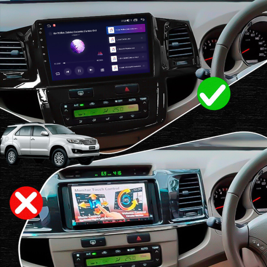Штатная магнитола Lesko для Toyota Fortuner I 2005-2015 экран 9" 4/64Gb CarPlay 4G Wi-Fi GPS Prime