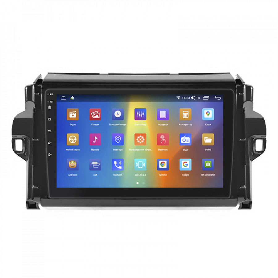 Штатная магнитола Lesko для Toyota Fortuner II Рестайлинг 2020-н.в. экран 9" 4/64Gb CarPlay 4G Wi-Fi GPS Prime