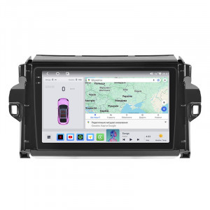 Штатная магнитола Lesko для Toyota Fortuner II Рестайлинг 2020-н.в. экран 9" 4/64 QLED CarPlay 4G Wi-Fi GPS 360 Prime