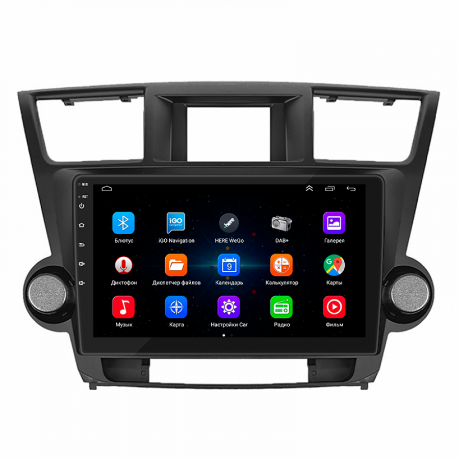 Штатная магнитола Lesko для Toyota Highlander II (U40) 2007-2010 экран 10" 1/16Gb Wi-Fi GPS Base