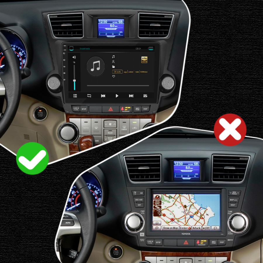 Штатная магнитола Lesko для Toyota Highlander II (U40) 2007-2010 экран 10" 2/32Gb Wi-Fi GPS Base