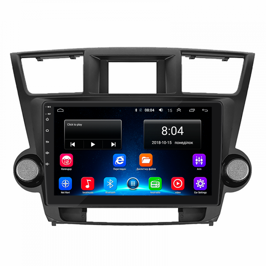 Штатная магнитола Lesko для Toyota Highlander II (U40) Рестайлинг 2010-2013 экран 10" 2/32Gb Wi-Fi GPS Base