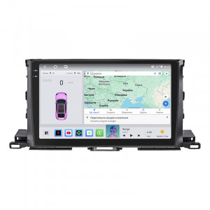 Штатная магнитола Lesko для Toyota Highlander III (U50) Рестайлинг 2016-2019 экран 10" 4/64 QLED CarPlay 4G Wi-Fi GPS 360 Prime