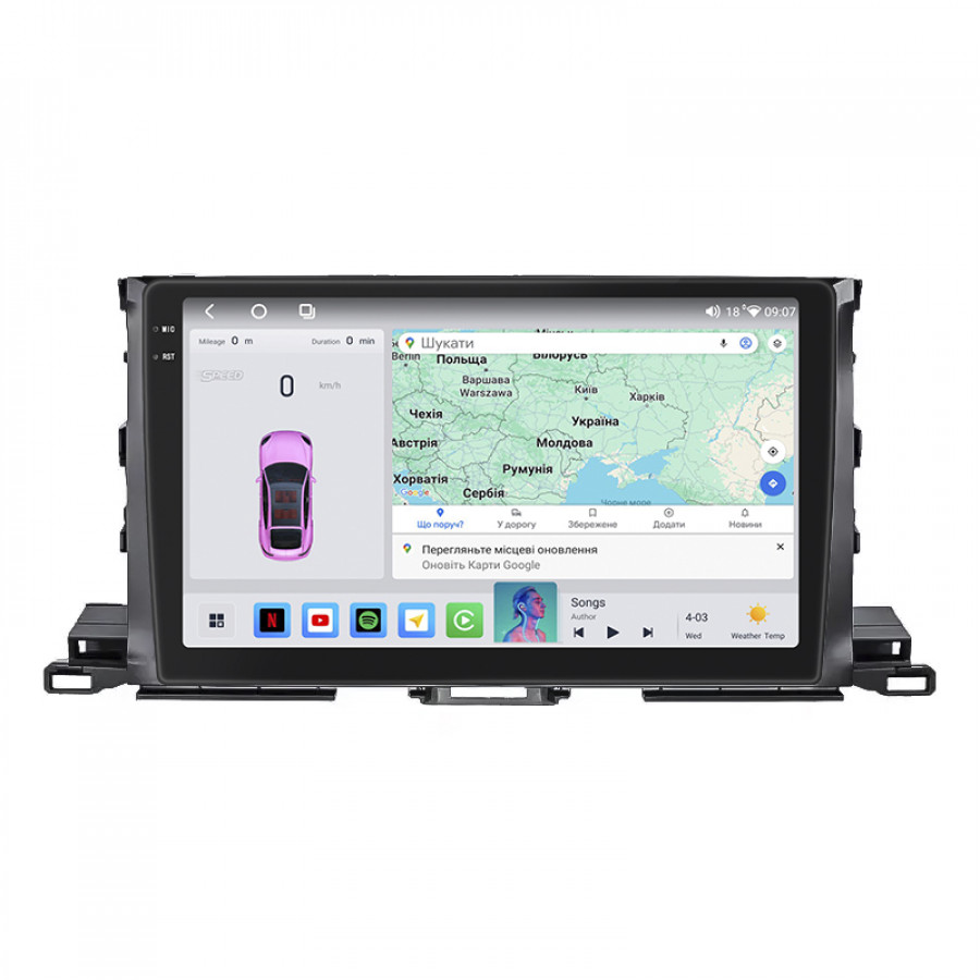 Штатная магнитола Lesko для Toyota Highlander III (U50) Рестайлинг 2016-2019 экран 10" 4/64 QLED CarPlay 4G Wi-Fi GPS 360 Prime