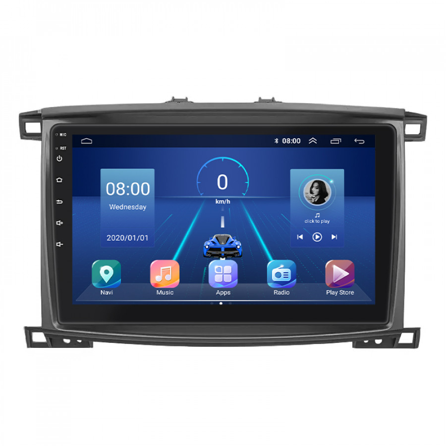 Штатная магнитола Lesko для Toyota Land Cruiser 100 Series Рестайлинг 2 2005-2007 экран 10" 2/32Gb 4G Wi-Fi GPS Top