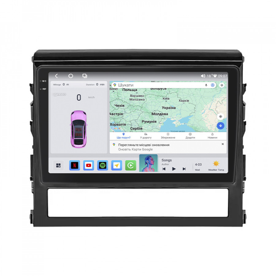 Штатная магнитола Lesko для Toyota Land Cruiser 200 Series Рестайлинг 2 2015-2021 экран 9" 4/64 QLED CarPlay 4G Wi-Fi GPS 360 Prime