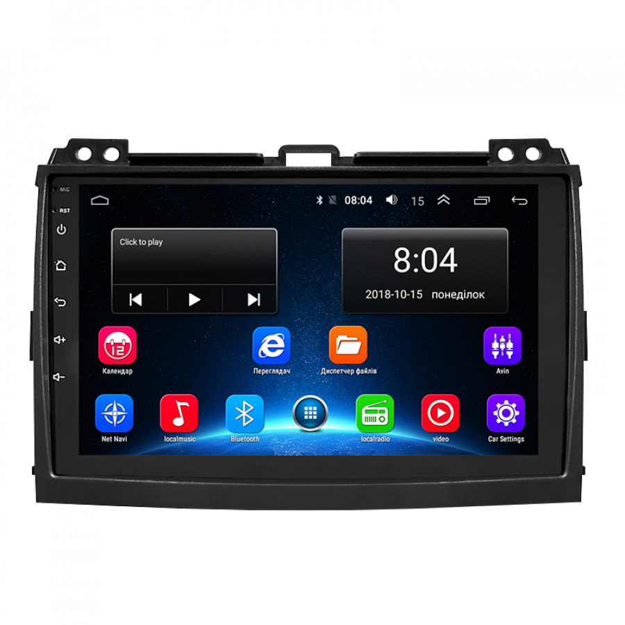 Штатная магнитола Lesko для Toyota Land Cruiser Prado 120 Series Рестайлинг 2007-2009 экран 9" 2/32Gb Wi-Fi GPS Base