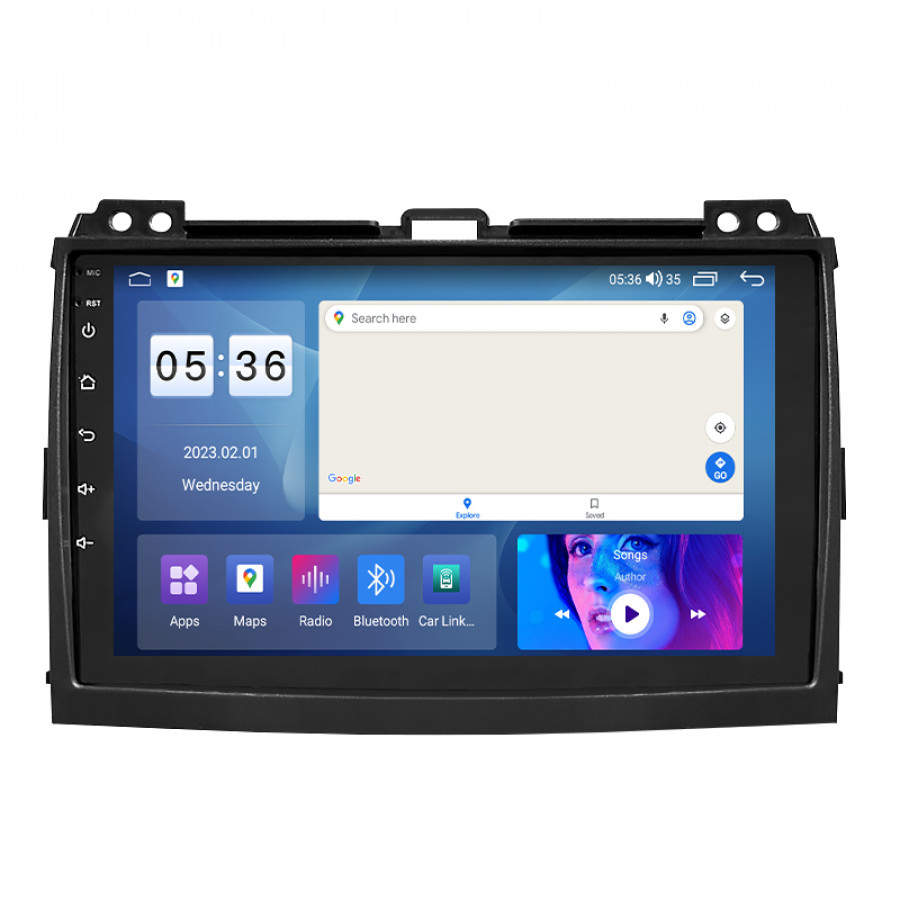 Штатная магнитола Lesko для Toyota Land Cruiser Prado 120 Series Рестайлинг 2007-2009 экран 9" 4/64Gb CarPlay 4G Wi-Fi GPS Prime